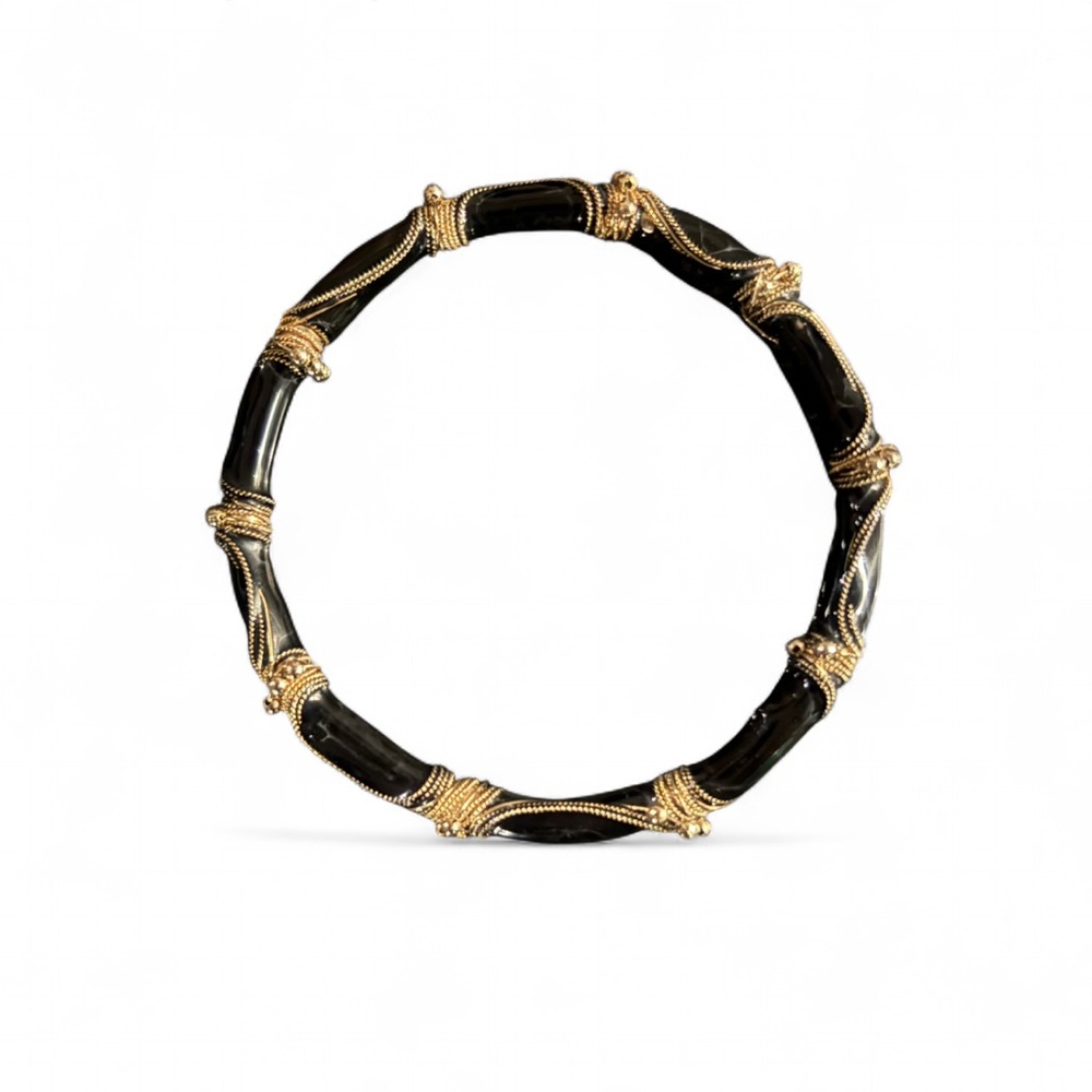 Elegant Black and Gold Metal Bracelet